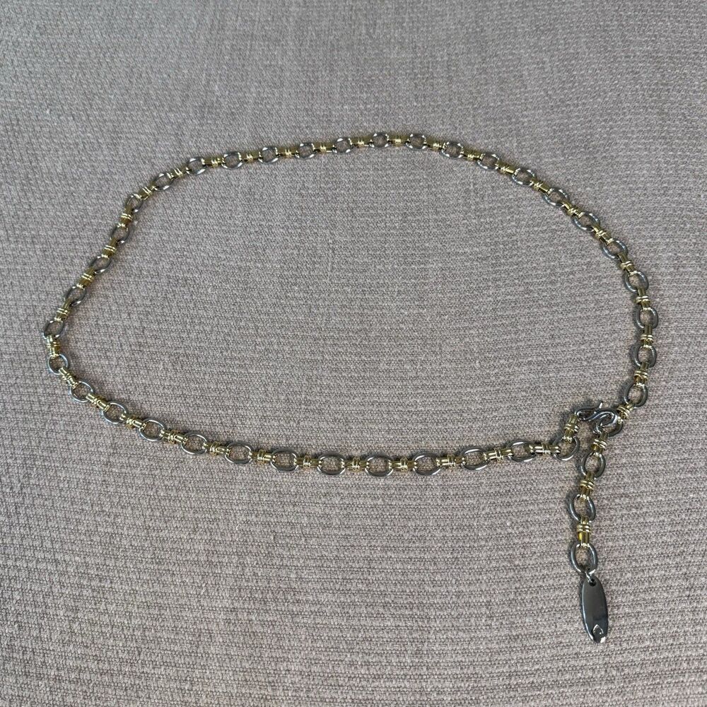 Vintage Chain Belt 2-Tone Metal Silver Gold  Boho Y2K 90s  S / M 559